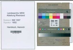 Entnazifizierung Heinrich Hambloch , geb. 28.02.1891 (Spinnmeister)