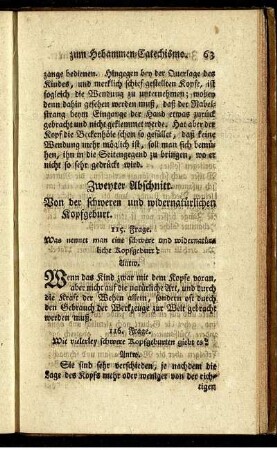 Zweiter Abschnitt. Von der schweren und widernatürlichen Kopfgeburt.
