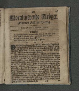 Nummer Söß un Veertig. Mahndags den 15. November 1751
