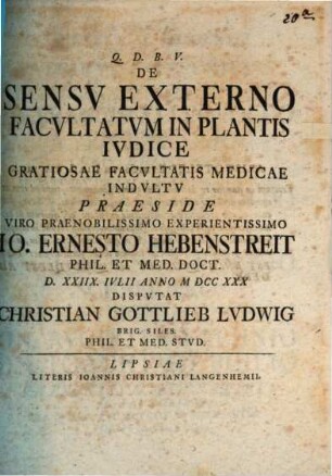 De Sensv Externo Facvltatvm In Plantis Ivdice