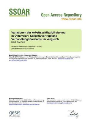 Variationen der Arbeitszeitflexibilisierung in Österreich: Kollektivvertragliche Verhandlungshorizonte im Vergleich