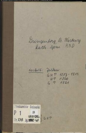 Kirchenbuchduplikate der katholischen Gemeinde Dringenberg, Kreis Warburg ( GHT 1815-1848) (Gemeinde: Katholische Gemeinde Dringenberg)