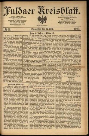 Erste Ausgabe vom Donnerstag, den 12. April 1900.