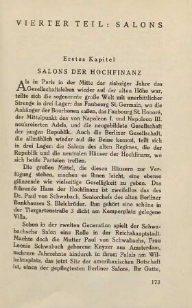 Erstes Kapitel. Salons der Hochfinanz