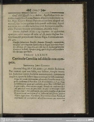Thesis LXXXIV. Certitudo Conciliis infallibilis non competit