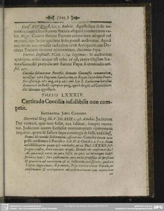 Thesis LXXXIV. Certitudo Conciliis infallibilis non competit