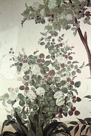 Tapete mit Blumen, Sträuchern und Blumenlandschaft