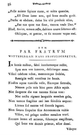 DVM PAR FRATRVM WITTEBERGAM NAVI PROFICISCERETVR.