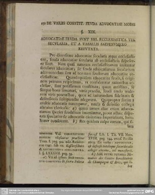 § XIX. Advocatiae Feuda Sunt Vel Ecclesiastica Vel Secularia, Et A Vasallis Saepenumero Refutata