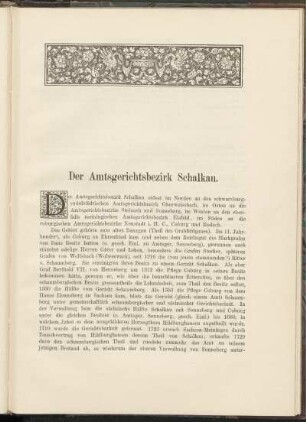 Der Amtsgerichtsbezirk Schalkau. [Einleitung]