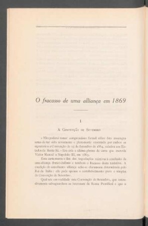 O fracasso de uma alliança em 1869