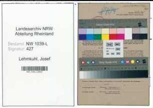 Entnazifizierung Josef Lehmkuhl , geb. 27.03.1891 (Strafvollzugsbeamter)