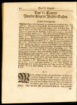 Das VI. Capitel, Von der Klage in Wechsel-Sachen.