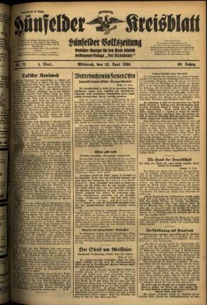 Erste Ausgabe vom Mittwoch, den 12. Juni 1935.