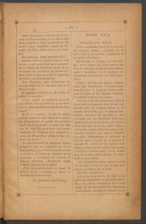Sobre Zola - [Opinión del lector]