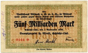 Geldschein / Notgeld, 5 Milliarden Mark, 1.11.1923