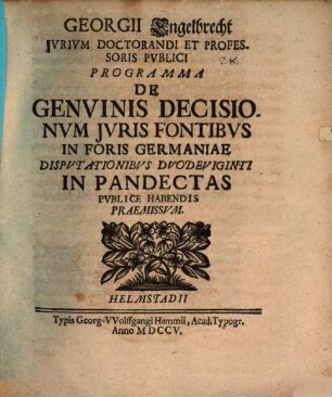 Programma de genuinis decisionum iuris fontibus in foris Germaniae