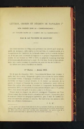 Lettres, Ordes et Décrets de Napoléon 1er