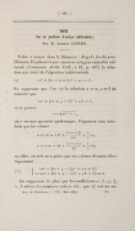 Note sur un problème d'analyse indéterminée.