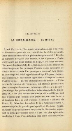 Chapitre VI: La connaissance, le mythe