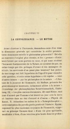 Chapitre VI: La connaissance, le mythe