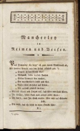 Mancherley in Reimen und Versen.
