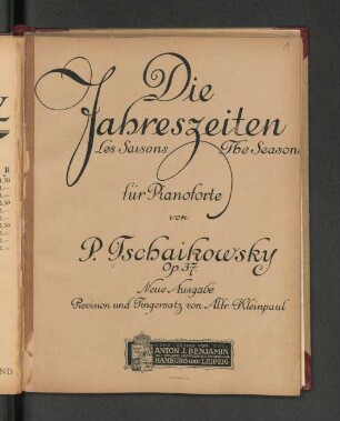 Die Jahreszeiten : für Pianoforte ; op. 37