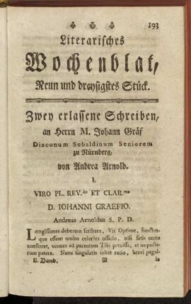 Neun und dreysigstes Stück.
