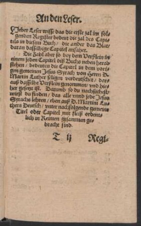 An den Leser.