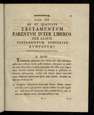 51-72, Cap. III. An et quatenus testamentum parentum inter liberos per aliud testamentum posterius rumpatur?