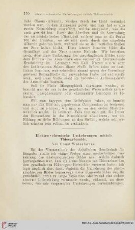 Elektro-chemische Umkehrungen mittels Thiocarbamide