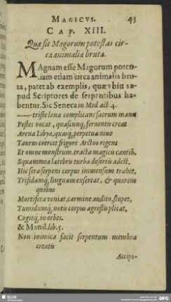Cap. XIII. Quae sit Magorum potestas circa animalia bruta