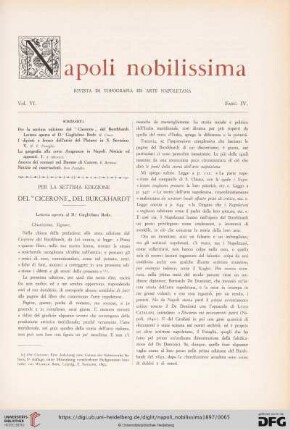 6: Per la settima edizione del "Cicerone" del Burckhardt : lettera aperta al Dr. Guglielmo bode