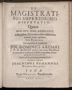 De Magistratibus Superioribus Disputatio