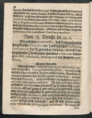 Num: 13. Bericht. fol. 10. 11.
