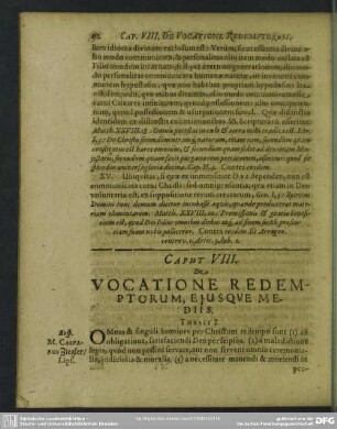 Caput VIII. De Vocatione Redemptorum, Ejusque Mediis
