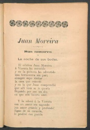 Juan Moreira sus amores y la noche de sus bodas