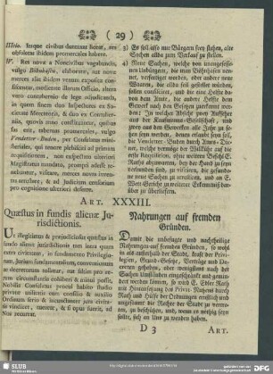 Art. XXXIII. Quaestus in fundis alienae Iurisdictionis