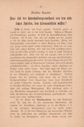 Fünftes Kapitel. Was soll der Haushaltungsvorstand von den nützlichen Speisen, den Lebensmitteln wissen?