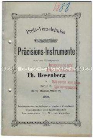 Preisliste über Präzisionsmessinstrumente