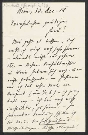 Brief an Lilli Lehmann : 30.12.1918