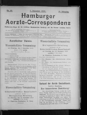 No. 49. 7. Dezember 1913. 16. Jahrgang.