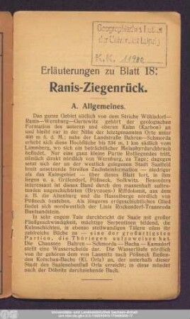 Erläuterungen zu Blatt 18: Ranis-Ziegenrück.