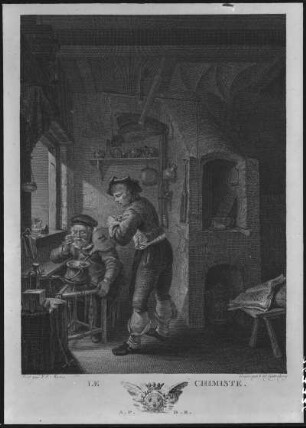 Le Chimiste (Der Alchimist) : Der Alchemist, 18. Jh. Stich
