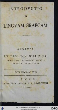 Introdvctio In Lingvam Graecam