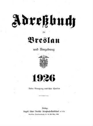 Breslauer Adreßbuch : unter Benutzung amtlicher Quellen