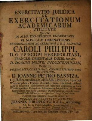 Exercitatio Juridica De Exercitationum Academicarum Utilitate
