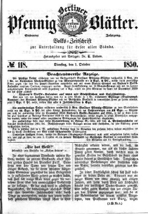 No. 118, Dienstag, den 1. Oktober