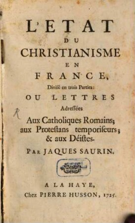 L' état du Christianisme en France