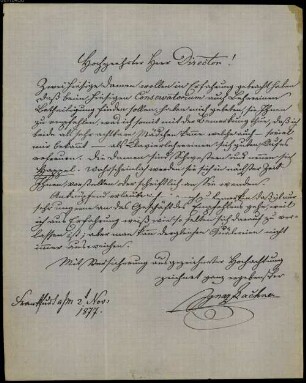 Joseph Joachim (1822-1882) und Helene Raff (1865-1942) Nachlass: Brief von Franz Lachner an Joseph Joachim Raff - BSB Raffiana I. Lachner, Franz